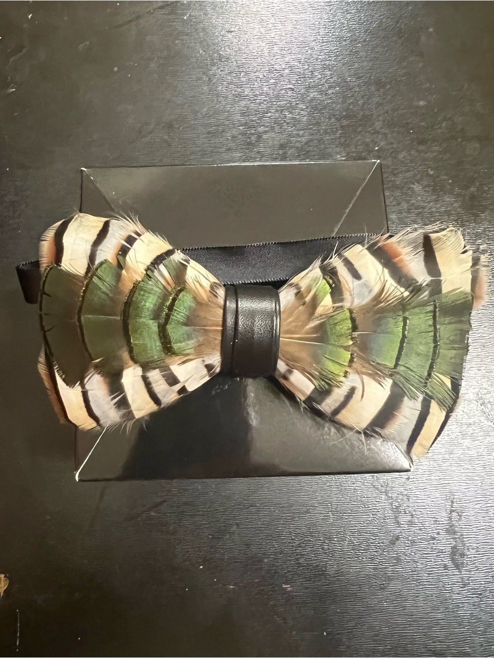 Feather Bow Tie for Men - Green Multicolor